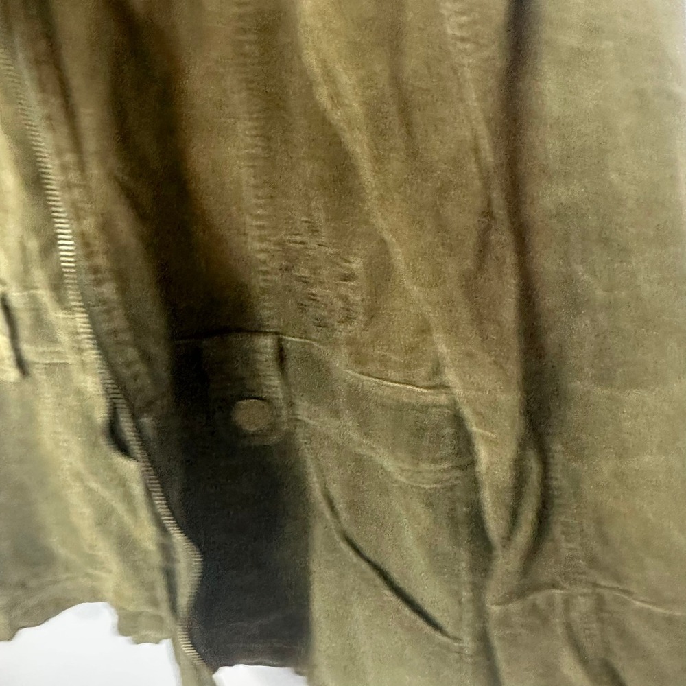 AZIZ Women Olive Green Corduroy Zip Front Jacket‎ Size Medium Embroidered Detail - Picture 8 of 11